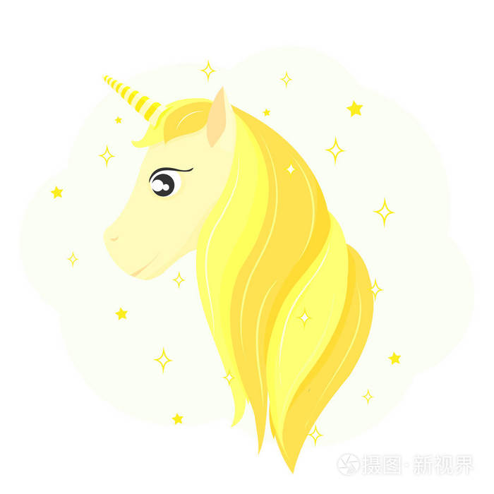 金色独角兽的头.金马毛
