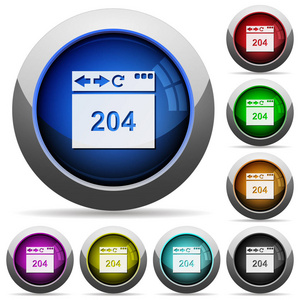 浏览器204无内容图标圆形有光泽的按钮与钢框架