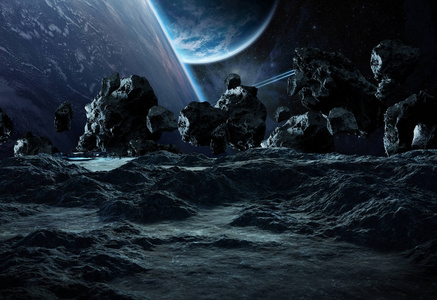 宇航员探索小行星3d 渲染的元素, 这是我