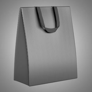 灰色背景上孤立的单个空白灰色购物袋