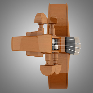 布朗小提琴灰色背景上孤立的顶视图