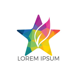 生活星图标绿叶星标志设计.生态自然有机标识概念图标照片