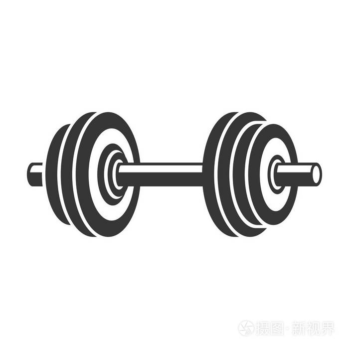 白色背景上的哑铃形图标.矢量