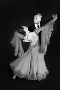 舞蹈舞会舞夫妇构成上孤立的黑色背景