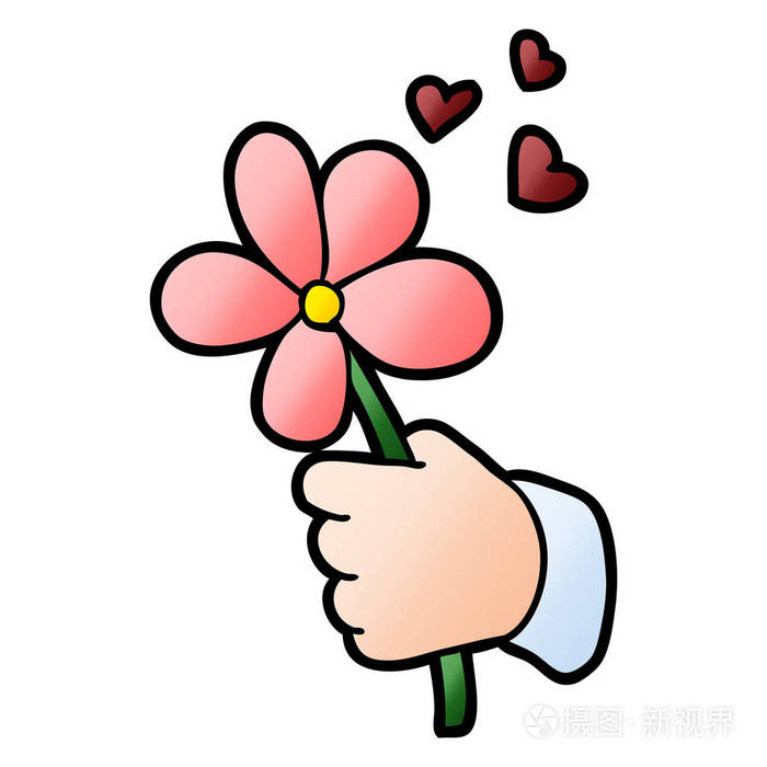 卡通手举行花插画-正版商用图片06atn4-摄图新视界