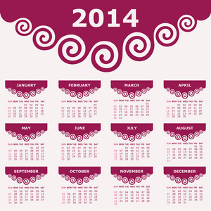 与螺旋设计 2014 年的日历