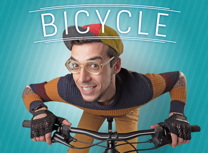 坚果的自行车骑手，他的自行车