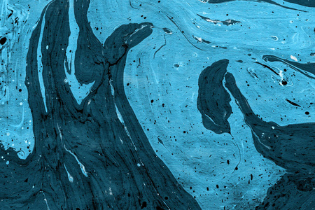 蓝色大理石背景与油漆飞溅纹理