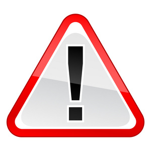 注意感叹号红色注意警告标志与白色背景上的黑色感叹号标记.照片