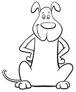 黑白动画片家庭狗宠物动物字符着色书插图