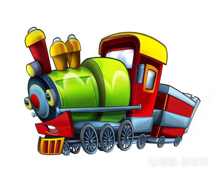卡通快乐机车-儿童插画