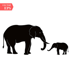 在白色背景的大象设计的矢量图像, 矢量大象图标为您的设计。eps10