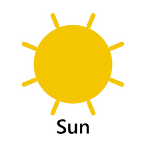太阳符号旋转连接整个黄色文本