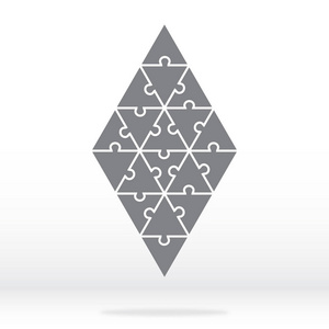 简单的图标菱形拼图在灰色.十八元素的简单图标拼图照片