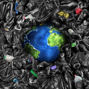 生态概念。这个星球被垃圾淹没了。回收。拯救地球