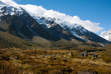 美丽的景色和冰川在装入煮国家公园，南港岛新西兰