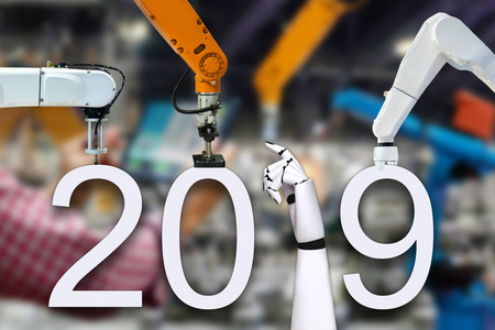 机器人手臂与2019新年快乐技术