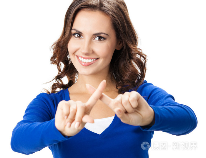 停止的手势孤立的年轻女人