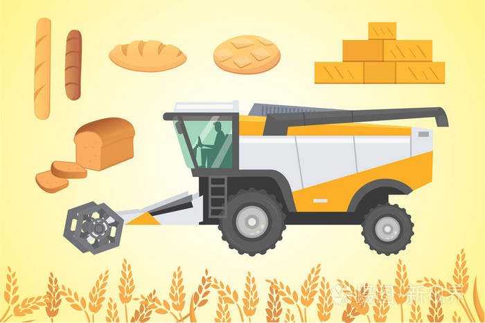 联合收割机矢量孤立的图