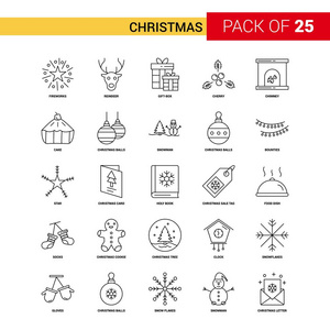 圣诞节黑线图标25 业务大纲图标集