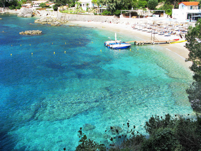 paleokastritsa 蓝色泻湖海岸风景爱奥尼亚海在科孚