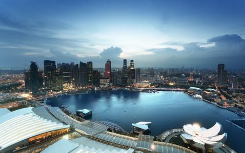 新加坡城在日落时间