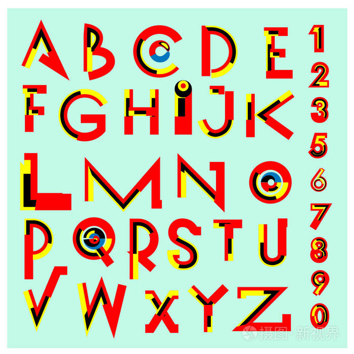 彩色字母的矢量。设计和插图模板的唯一字体。海报和标题出版物的版式