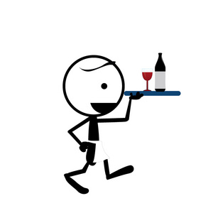 火柴人服务员照片