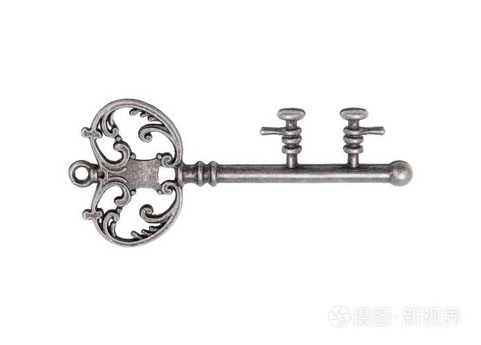 孤立在白色背景上的银色钥匙
