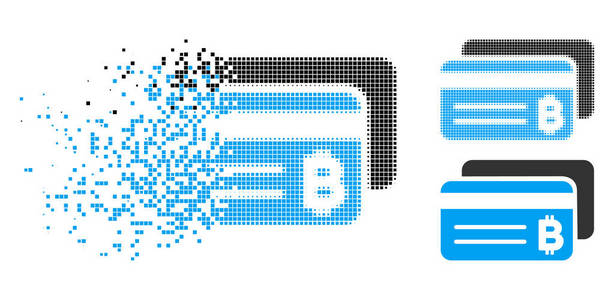 损坏的像素化半色调比特币银行卡图标