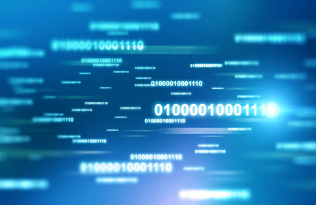 科技闪电蓝色背景上发光的代码块.高科技的概念, 编程和技术的业务.