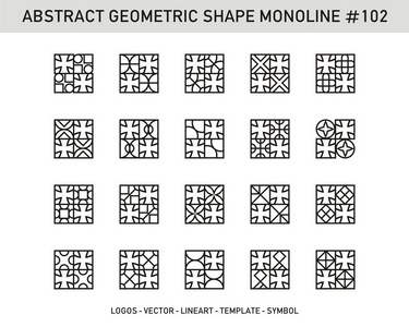一组几何元素, 不可能的形状, 孤立在白色, 线设计, 矢量插图