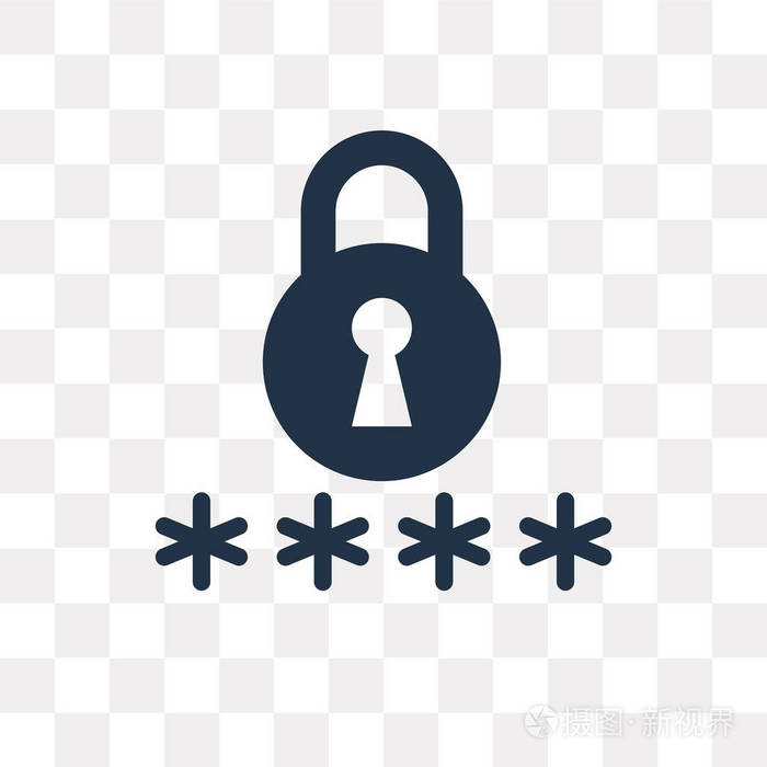 密码矢量图标隔离在透明背景下, 密码透明度概念可用于 web 和移动