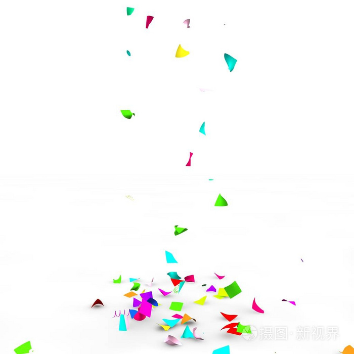 绚丽多彩的五彩纸屑在地板上飞