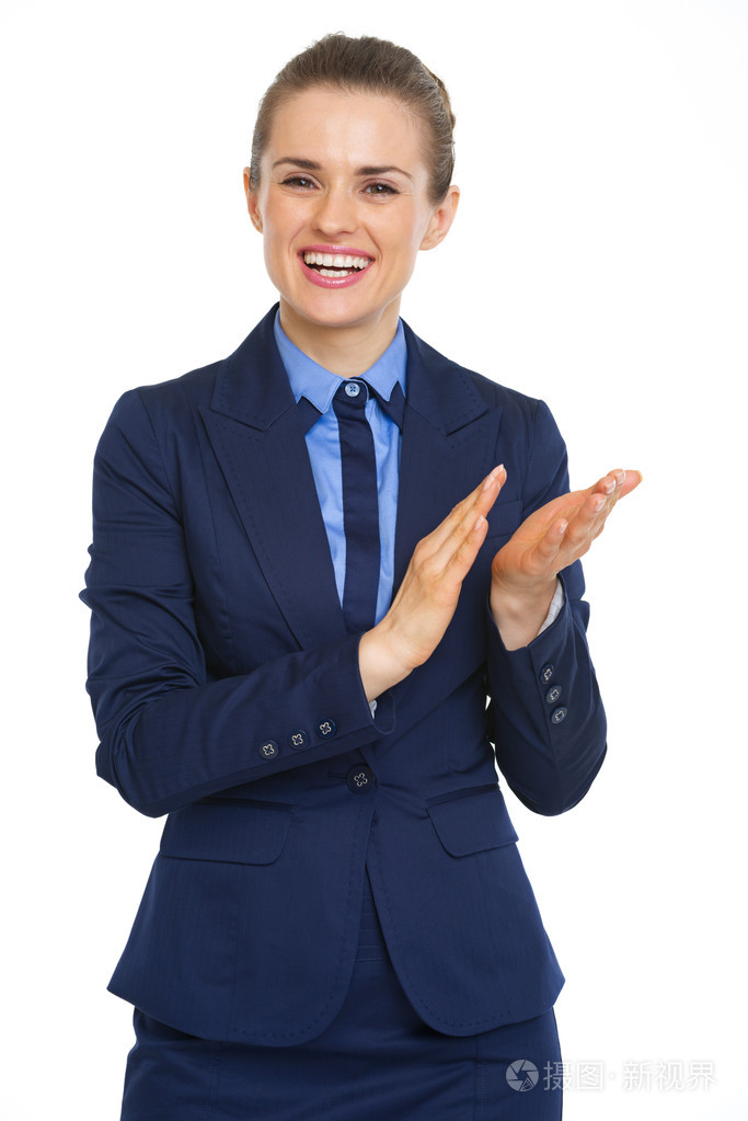 微笑着鼓掌的商界女强人