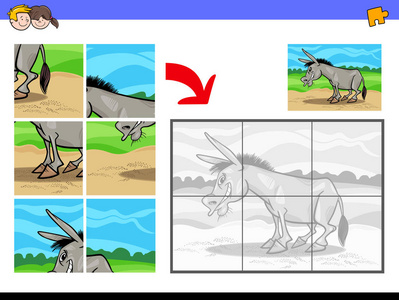 驴子农场动物拼图