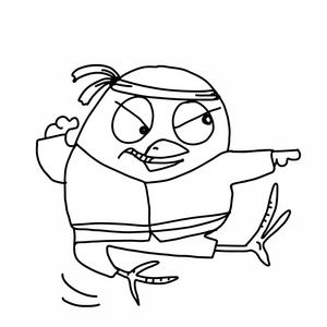 可爱的黄色小鸡插画卡通画着色功夫照片