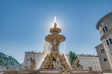 residenzbrunnen 喷泉上雷士登孜在萨尔茨堡，奥地利