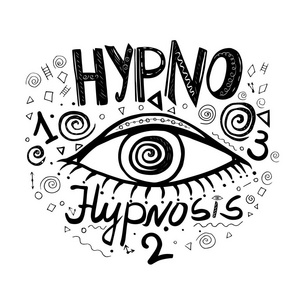 黑白涂鸦字体用字体的眼睛元素的黑白插图矢量照片