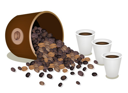 删除从一桶热咖啡的咖啡豆