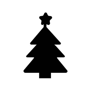 剪影平面图标, 简单的矢量设计。树的象征圣诞节, 新年, 圣诞树集市和集市