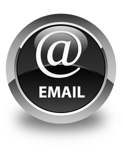 电子邮件 地址图标 亮黑色圆形按钮