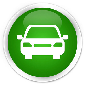 汽车图标溢价绿色圆形按钮