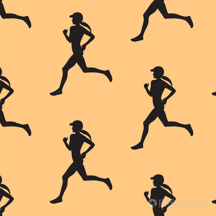 图案轮廓运动女人运行矢量插图艺术创意
