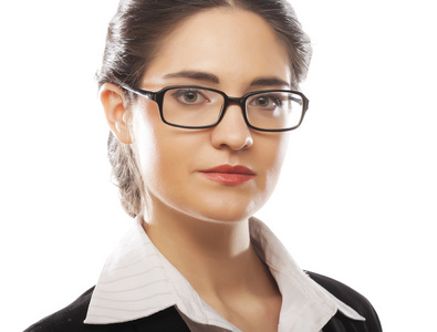 戴着眼镜的年轻商业女人
