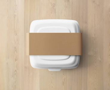 桌上的白色饭盒, 3d 渲染