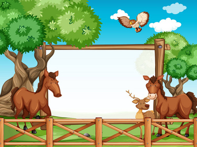 马和鹿的木框架