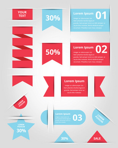 矢量横幅文字框标签和色带集