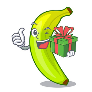 配礼品有机水果绿色香蕉卡通照片