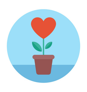 心脏在植物平面矢量图标
